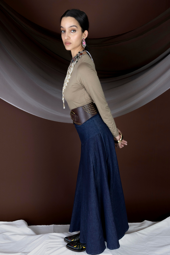 Maxi Dark Denim Skirt