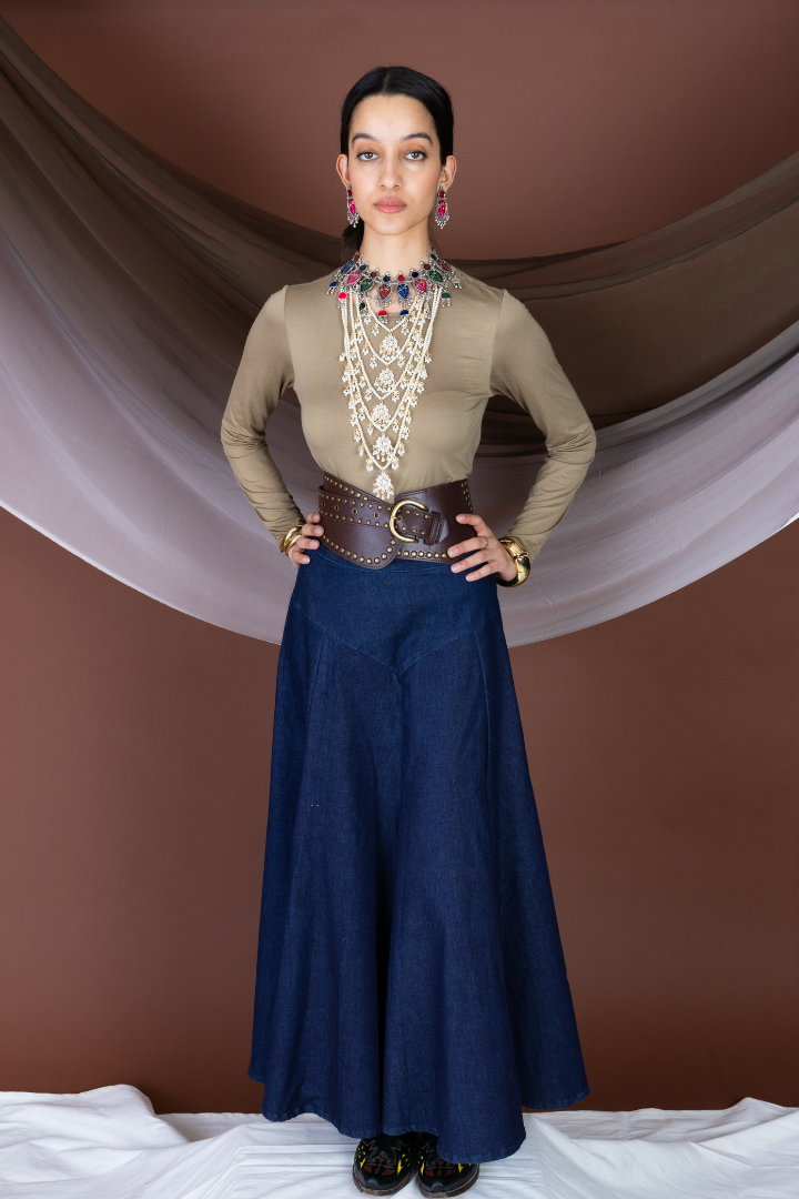 Maxi Dark Denim Skirt