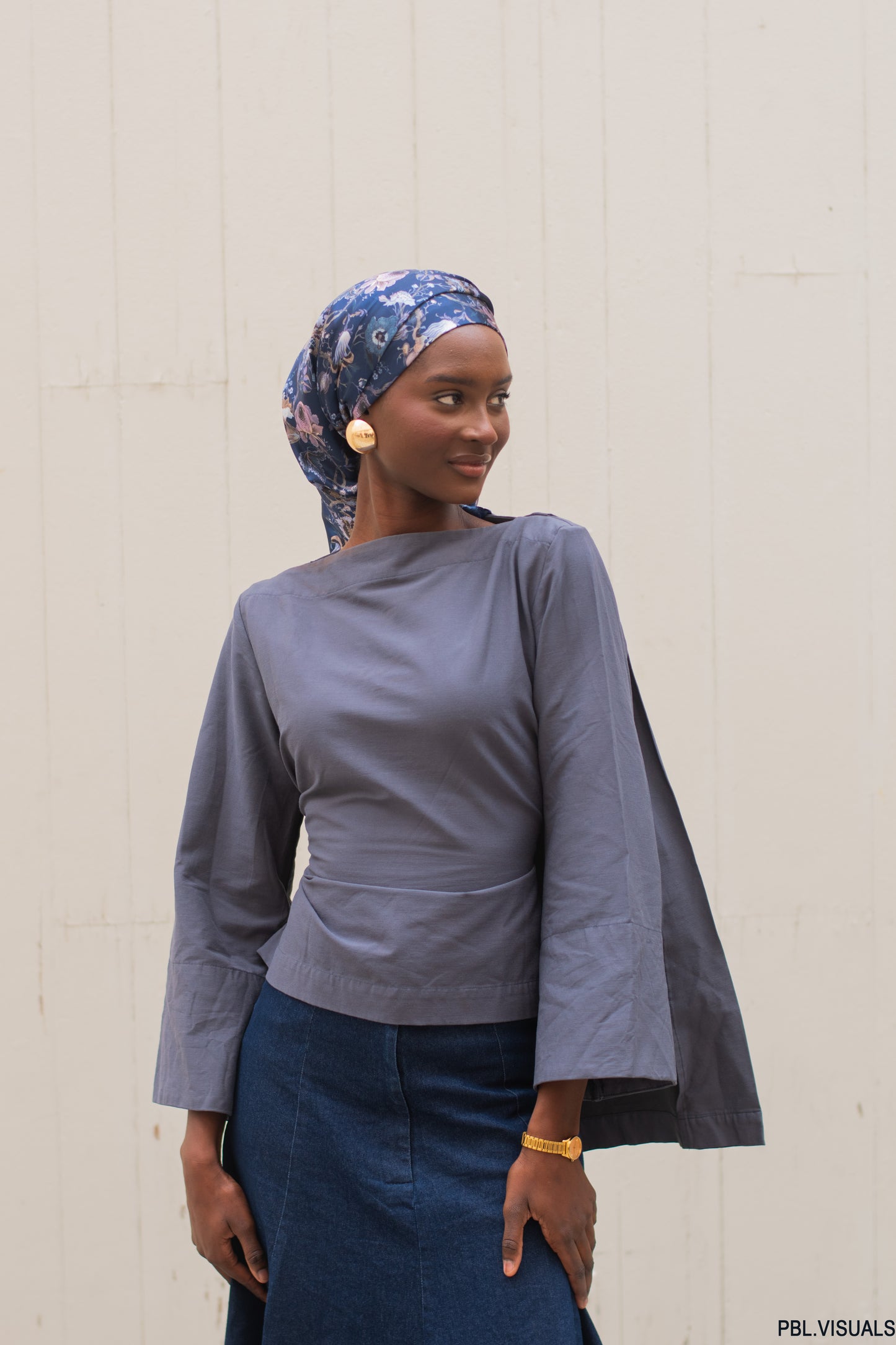Azur Grey Structured High-Low Oversized Top