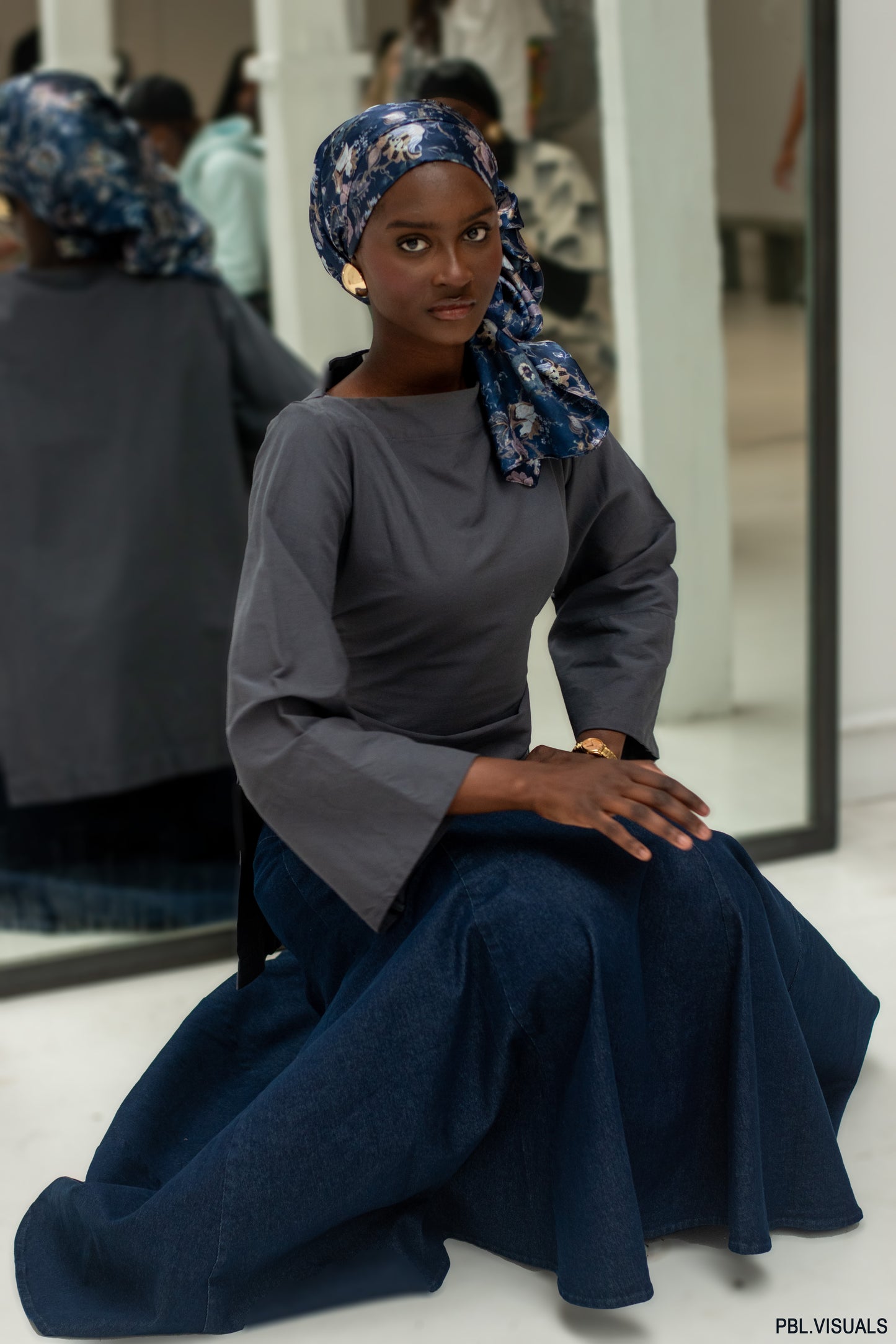 Azur Grey Structured High-Low Oversized Top