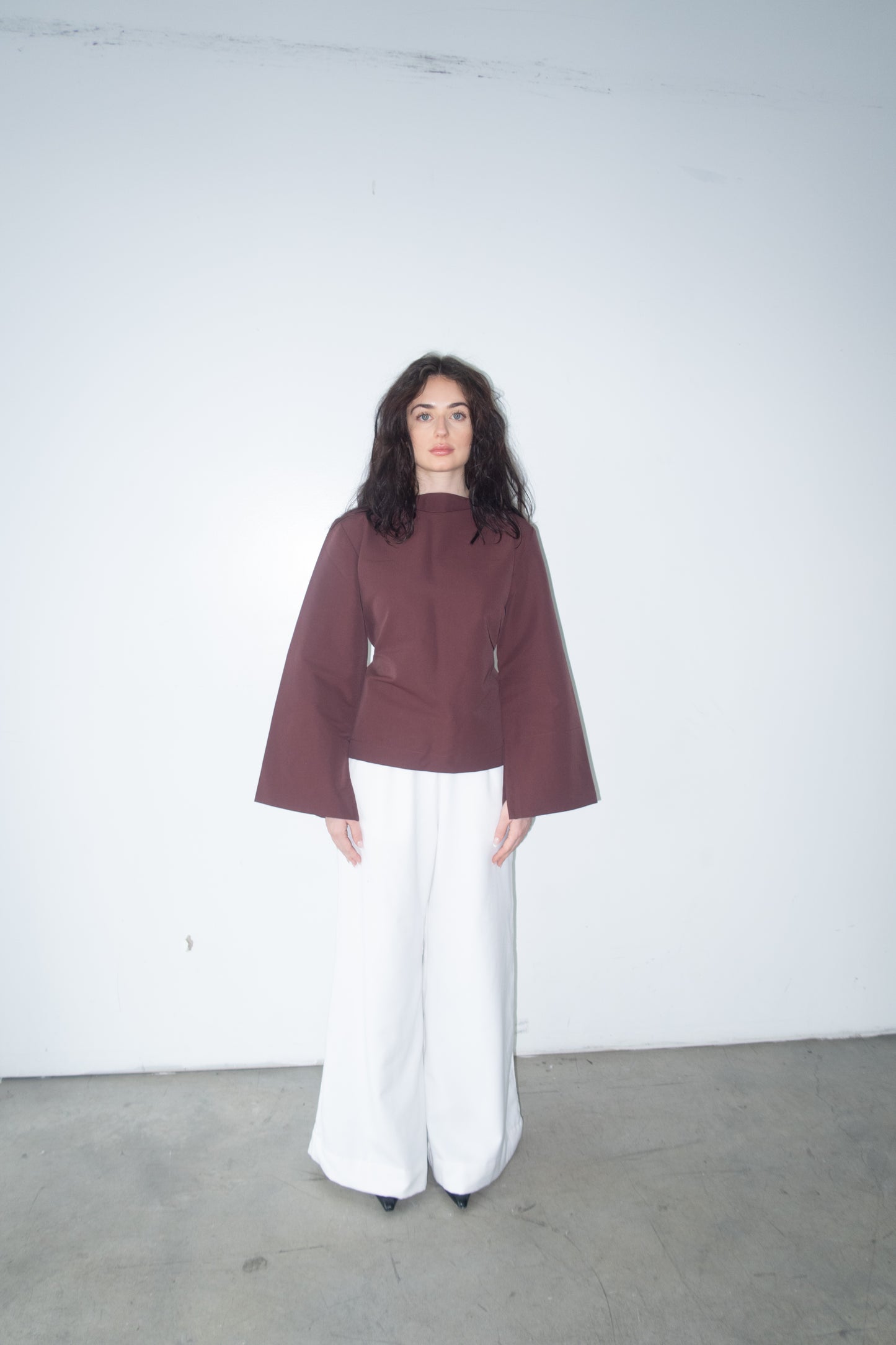 Dark Brown Structured High-Low Oversized Top