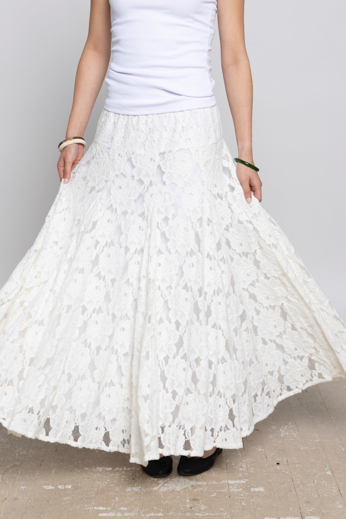 AMARA LACE MAXI SKIRT - OFF WHITE