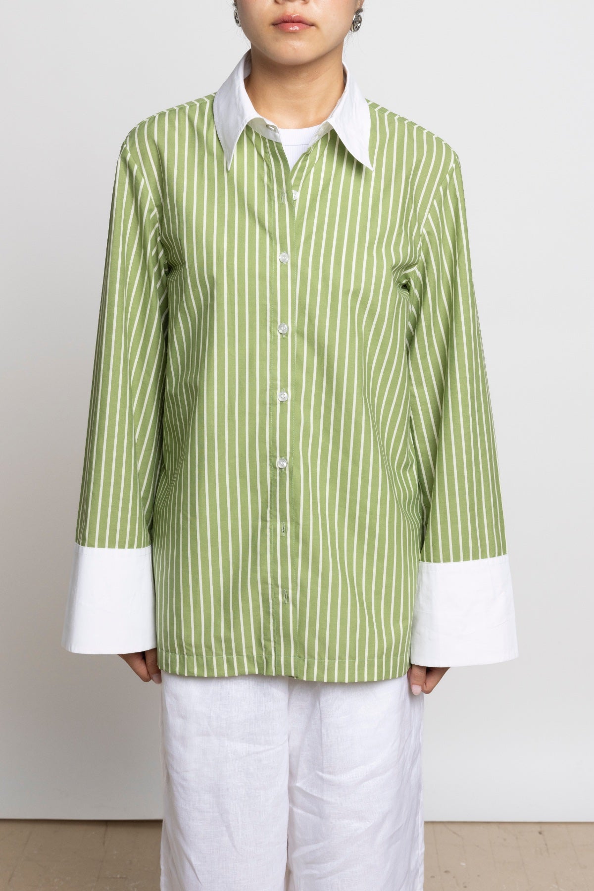 SORA STRIPE SHIRT IN LIGHT GREEN