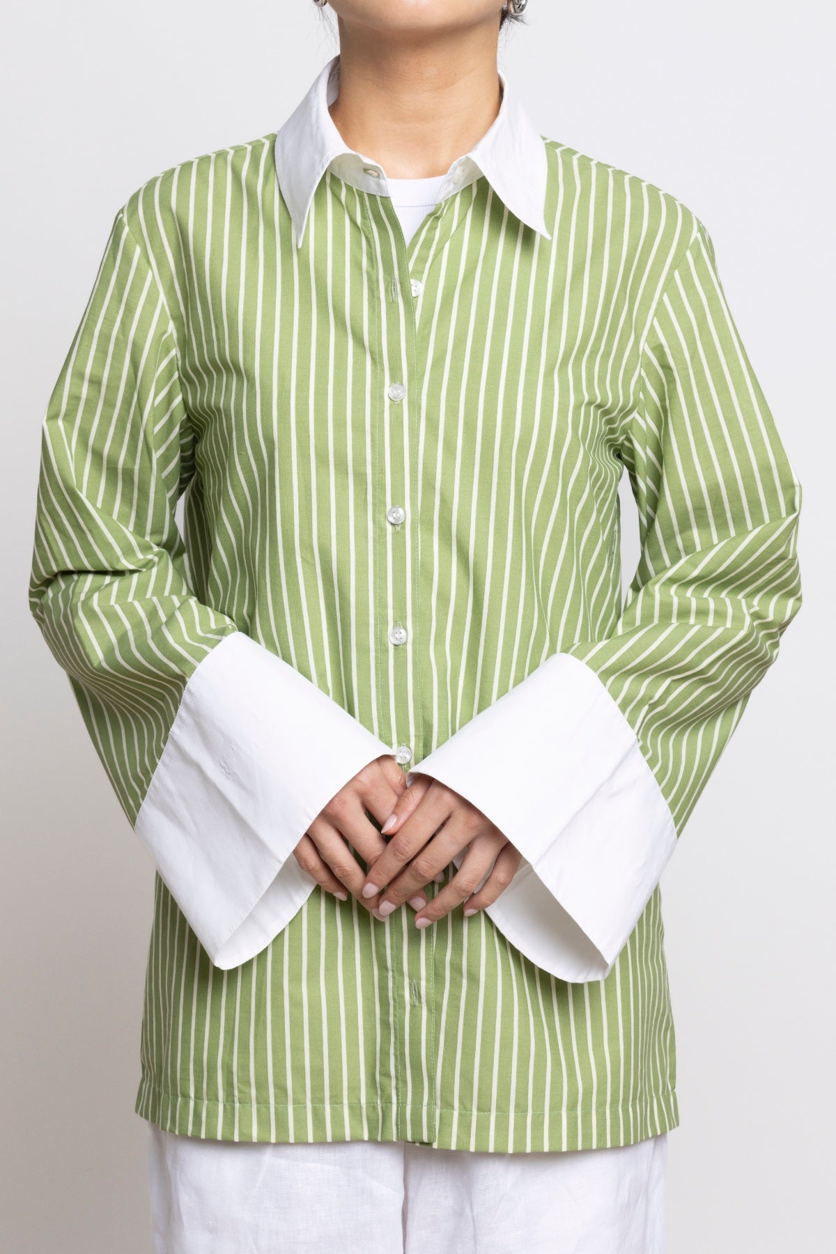 SORA STRIPE SHIRT IN LIGHT GREEN