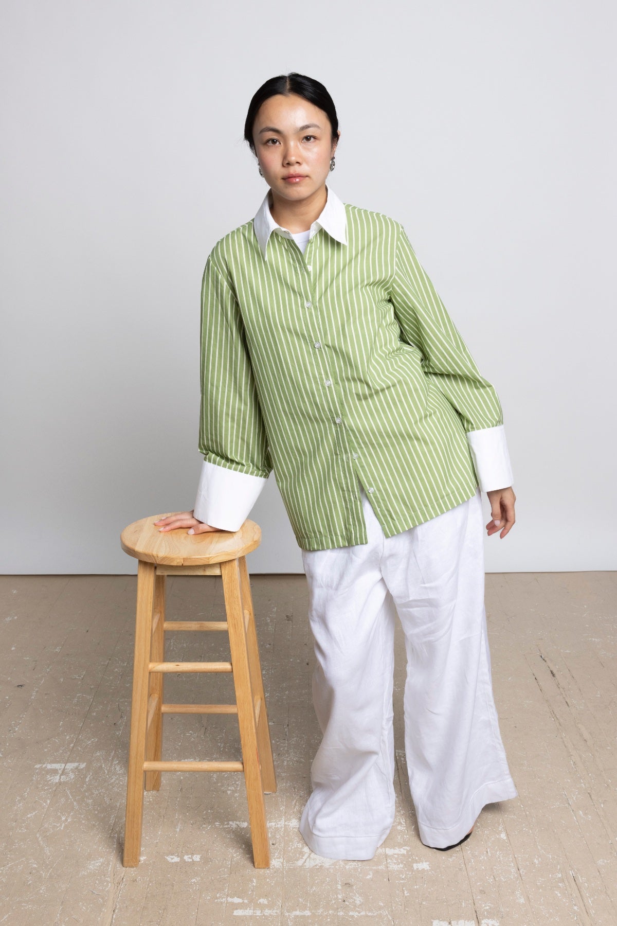 SORA STRIPE SHIRT IN LIGHT GREEN
