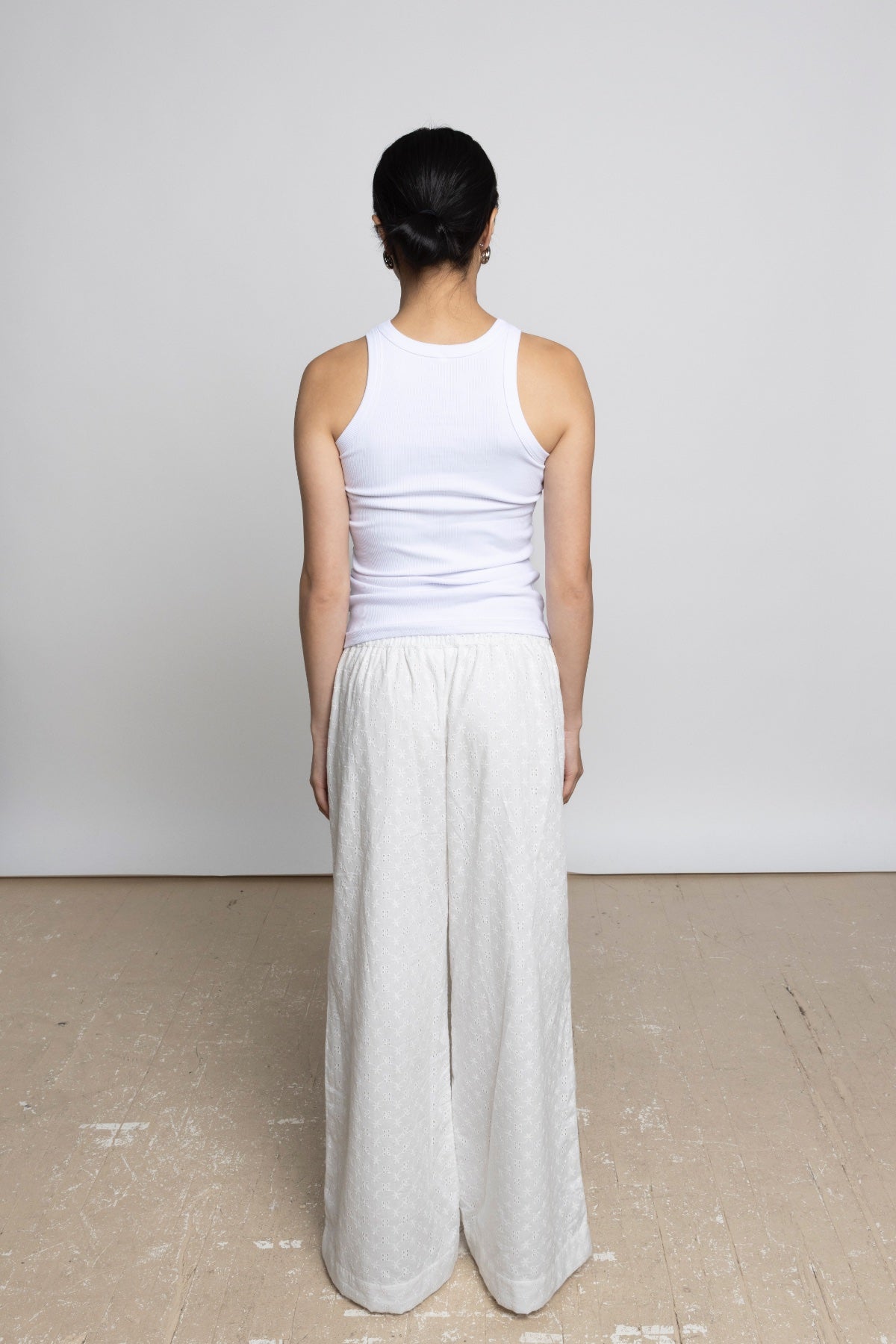 EIRA STRAIGHT FIT EMBROIDERED COTTON PANTS