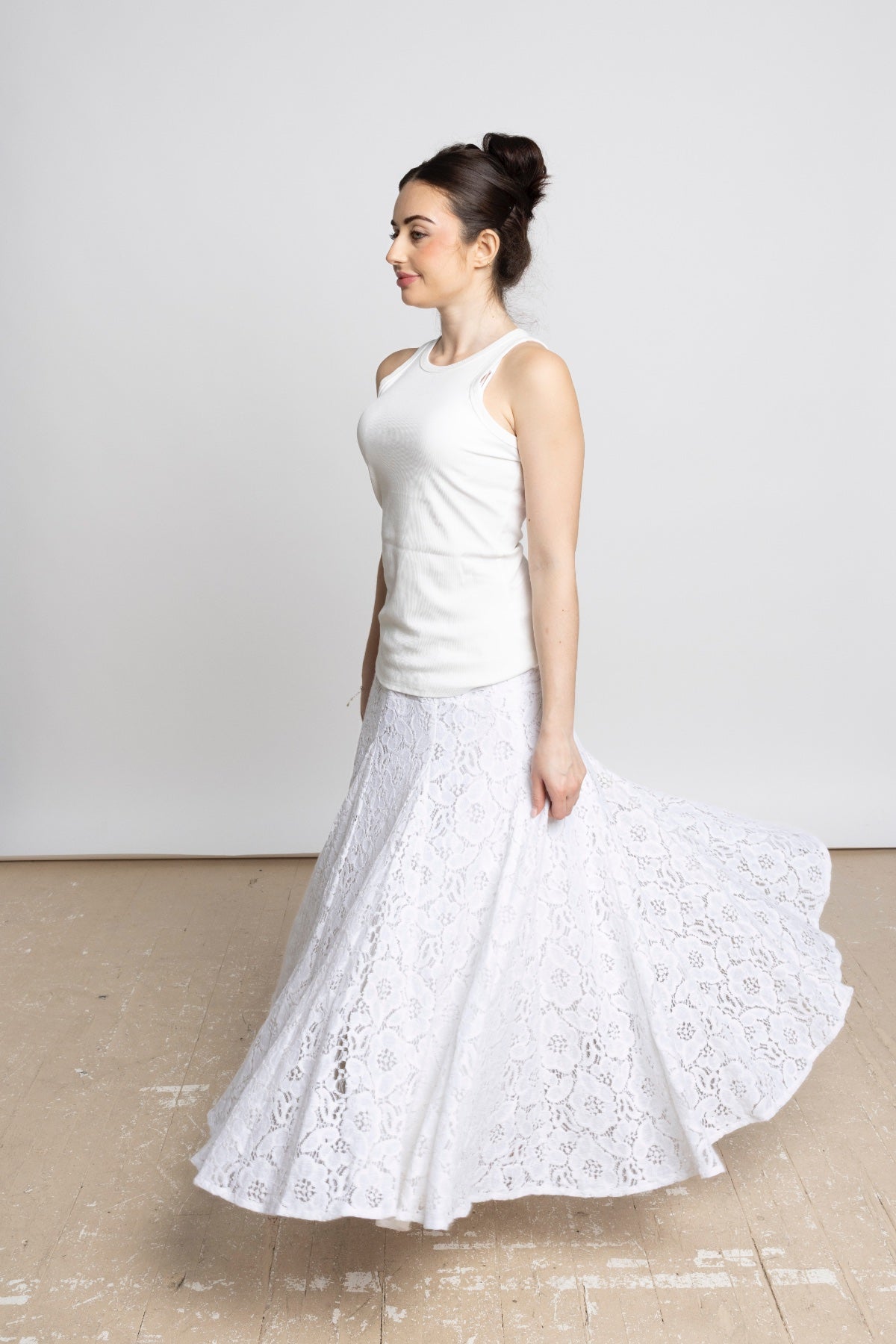 SOLENE LACE MAXI SKIRT - OFF WHITE