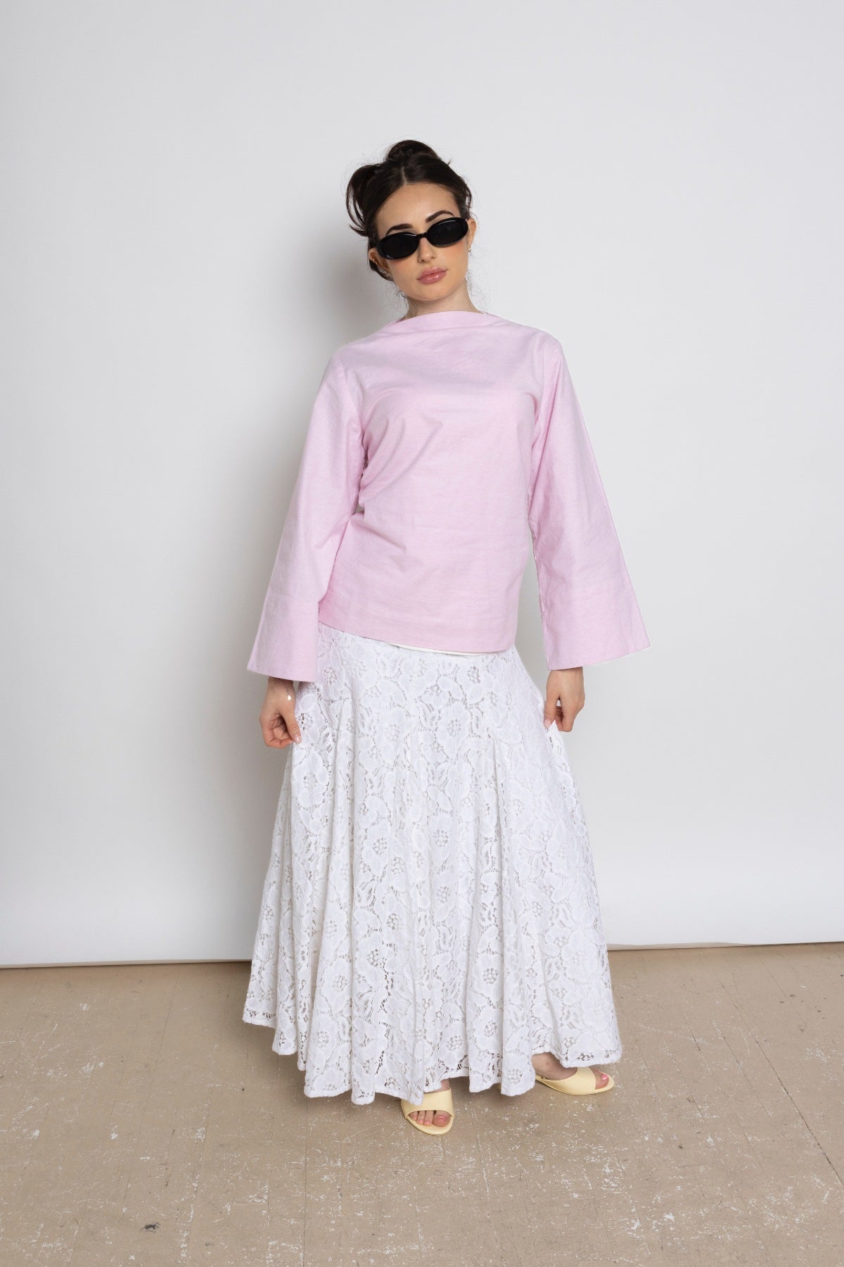 MIRA HIGH LOW OVERSIZED TOP - LIGHT PINK