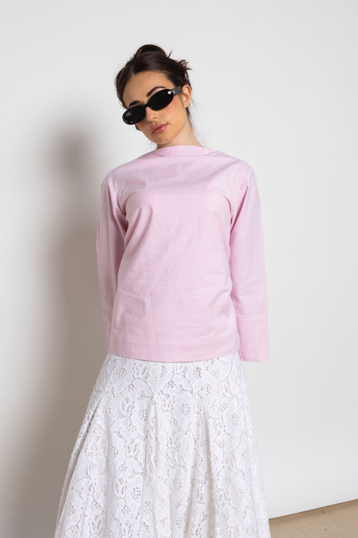 MIRA HIGH LOW OVERSIZED TOP - LIGHT PINK