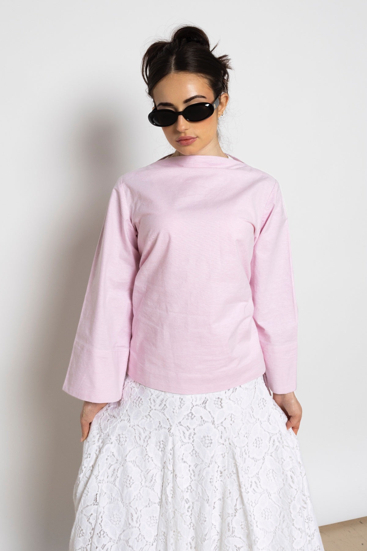MIRA HIGH LOW OVERSIZED TOP - LIGHT PINK