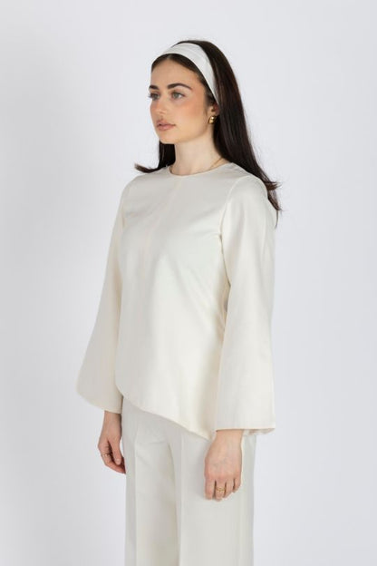 Miju Off - White Asymmetric Blouse