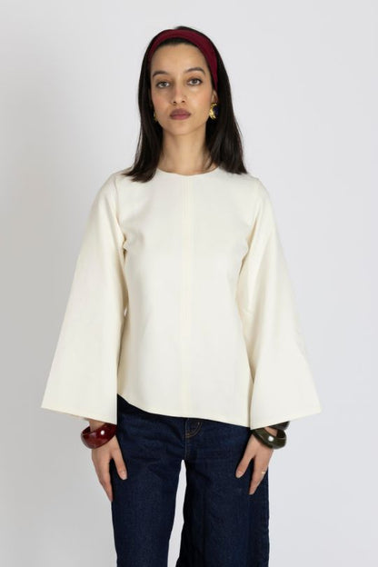 Miju Off - White Asymmetric Blouse