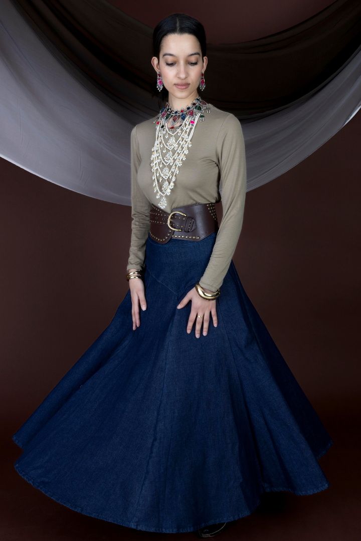 Maxi Dark Denim Skirt