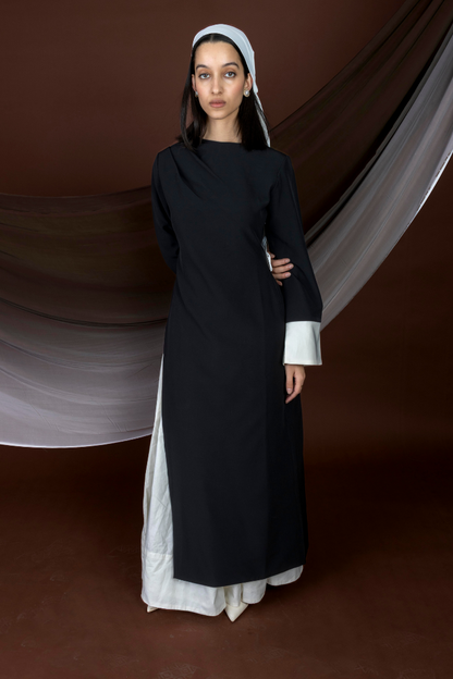 Anika Black Long Drape Tunic Top