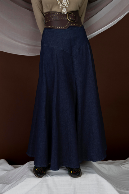 PRE ORDER Maxi Dark Denim Skirt