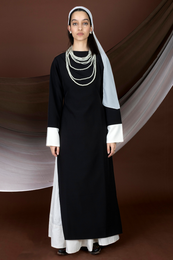 Anika Black Long Drape Tunic Top