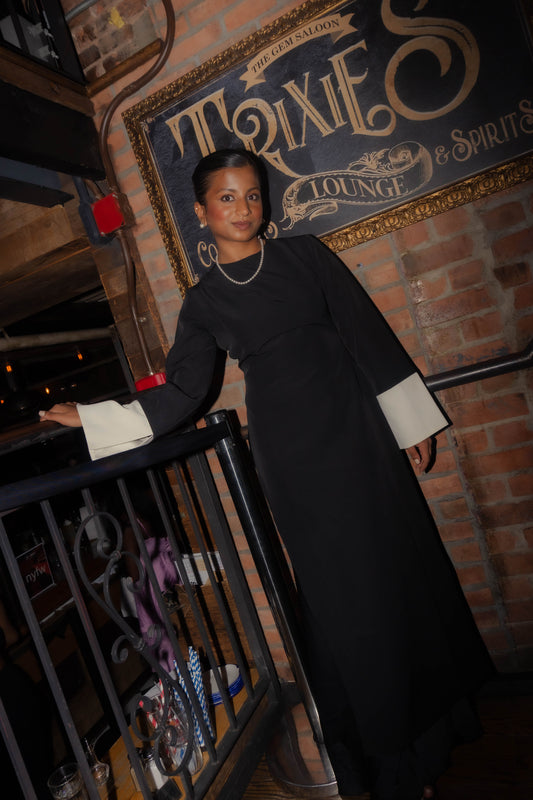 Anika Black Long Drape Tunic Top