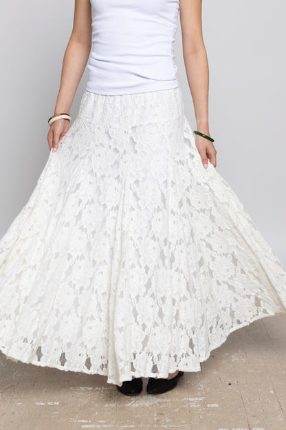 AMARA LACE MAXI SKIRT - OFF WHITE