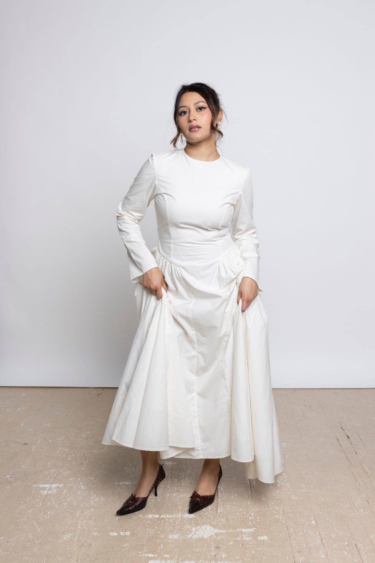 Yara High Waist Maxi Dress In Cotton