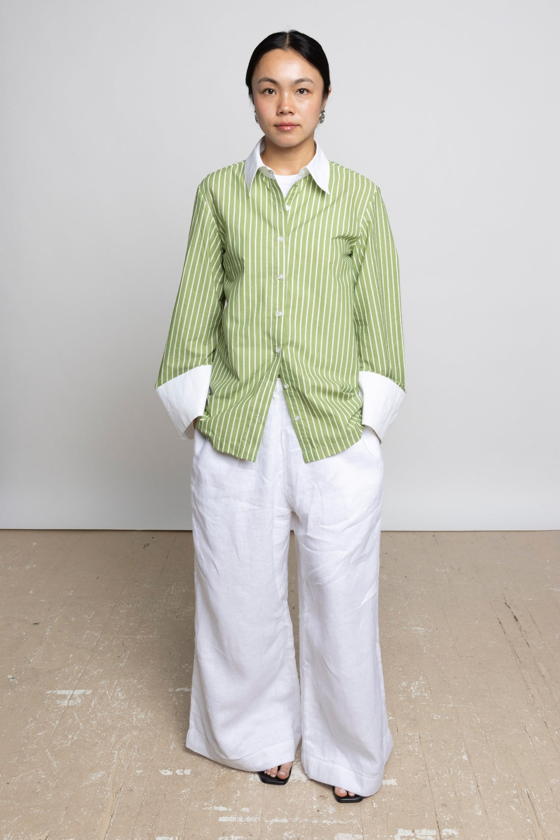 Sora Stripe Shirt In Light Green