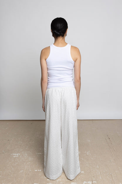 EIRA  STRAIGHT FIT EMBROIDERED COTTON PANTS