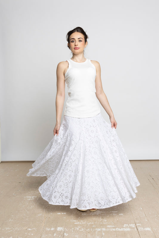 SOLENE LACE MAXI SKIRT - OFF WHITE