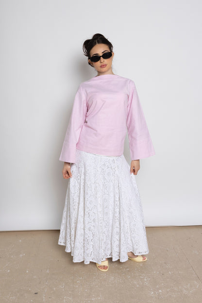MIRA HIGH LOW OVERSIZED TOP - LIGHT PINK