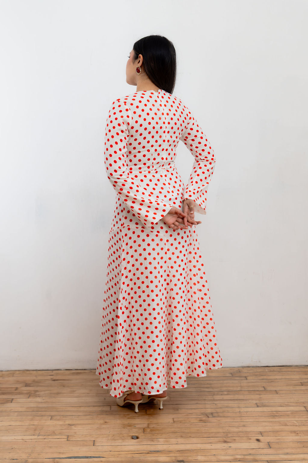 Rose Polka Dot Maxi Dress - White/Red