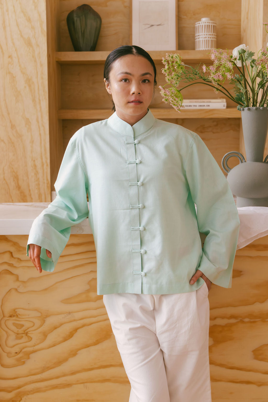 Jade Mandarin Top - Mint