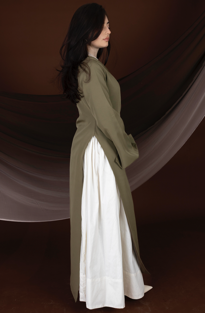 Anika Sage Long Drape Tunic Top